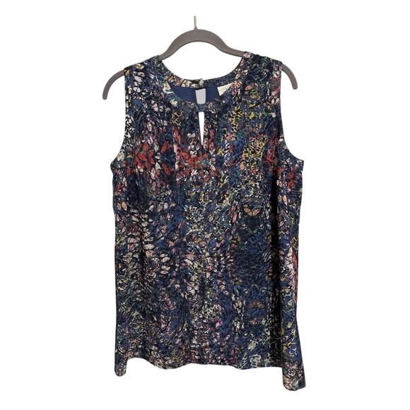CAbi Tops - Cabi Womens Top Size M Stained Glass Abstract Monet Keyhole Sleeveless Artsy